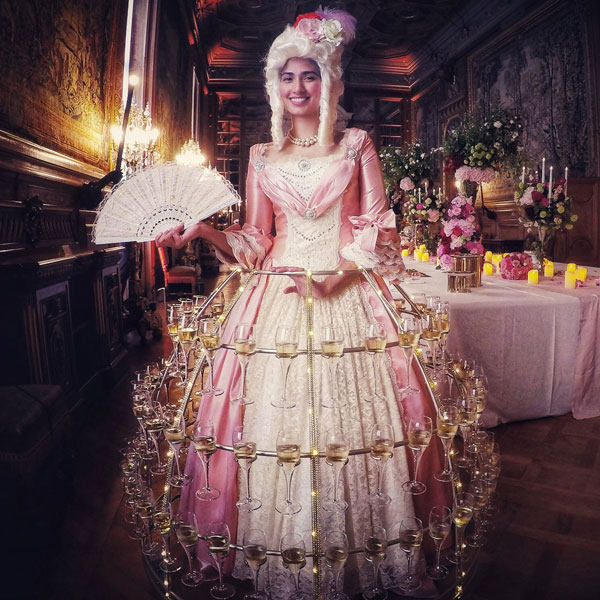 Robe à Champagne costumée Marie-Antoinette, au Château de Chantilly