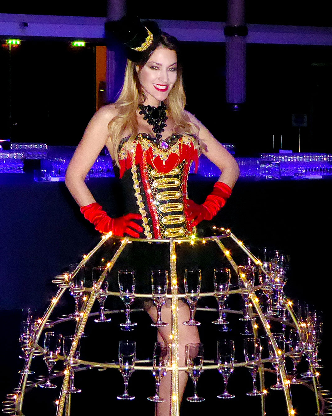 Animation cirque avec robe à champagne costume Circus