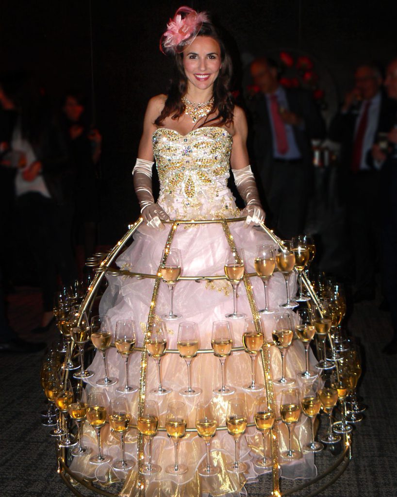 robe à champagne, robe rose clair et or